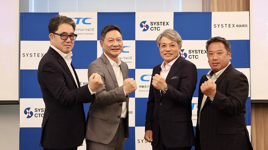 Four representatives posing together in front of the CTC and SYSTEX backdrop